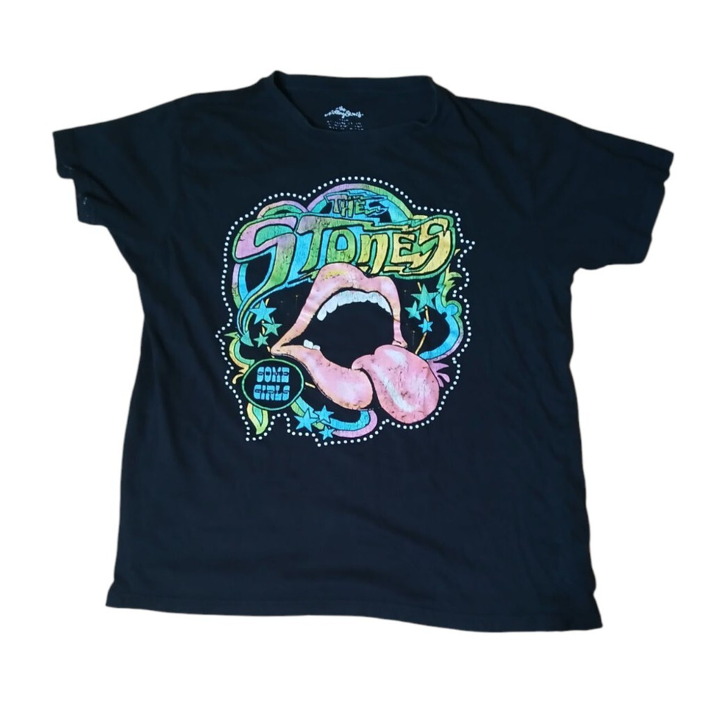 The Rolling Stones Black T-Shirt Some Girls Graphic Womens L Multicolor Rock
